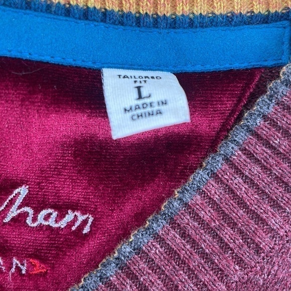 Robert Graham v neck sweater burgandy 100% cotton business casual career event - Picture 4 of 13